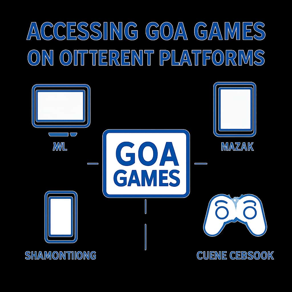 An educational illustration showcasing steps to access Goa Games.