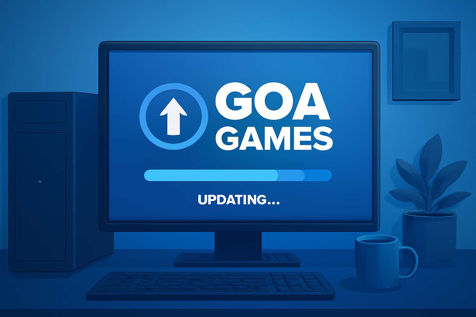 An illustration depicting the importance of keeping Goa Games updated with visual cues regarding updates and performance.